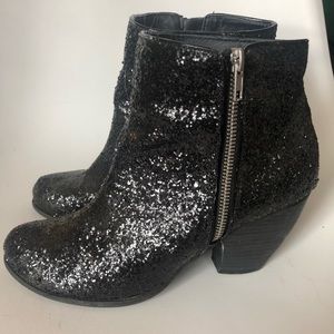 Black glitter booties
